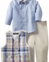 Nautica Dress Up Baby-boys Infant Gustav Plaid Vest Set, Khaki, 24 Months