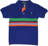 Polo Ralph Lauren Infant Boys Striped Mesh Polo (12 Month, Blue Streak)