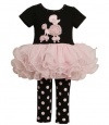 Size-6 BNJ-5196B 2-Piece BLACK PINK POODLE PUPPY DOG WIRE HEM MESH TUTU Dress/Legging Set,B35196 Bonnie Jean LITTLE GIRLS