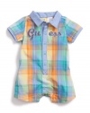 GUESS PLAID GUESS PLAID ROMPER, PLAID (0/3M)