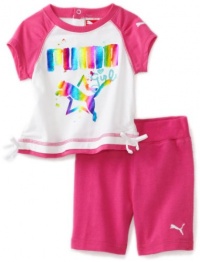 Puma - Kids Baby-girls Infant Tee And Bermuda Short Set, Raspberry Rose, 24 Months