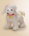 Frenchy, Fancy Nancy's little white dog, wants to take a walk to your house. This charming 6 plush pooch has black eyes, a cute red tongue, a satin collar, a nametag and decorative bows.6 plush puppyRecommended for ages 3 and upWipe with damp clothImported