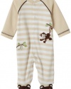 Little Me Layette Footie, Monkey Stripe, Ivory, 3 Months