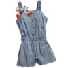 GUESS Kids Girls Baby Girls Embroidered Romper (12-24M), CHAMBRAY (24M)