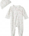 Little Me Layette Footie, Rose Floral, Ivory Print, 9 Months