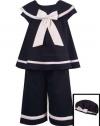 Rare Editions Toddler Girls 2T-4T Navy Sailor Nautical 3-Piece Capri set, 2T