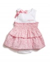 GUESS Two-Tiered Romper with Smocking, PINK (6/9M)