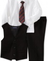 Izod Kids Boys 2-7 Three Piece Vest Set- Striped with Dress Pant, Black, 7 Regular