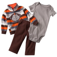 Carter's Baby Boys 12-18 Months Monkey 3 Piece Microfleece Jacket Set