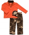 Put your little monkey in the middle of the action with the adorable style of this quarter-zip fleece jacket and camo pants set from Carter's.