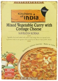 Kitchens Of India Ready To Eat Navratan Korma, Mixed Vegetable Curry & Cottage Cheese, 10-Ounce Boxes (Pack of 6)