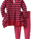 Splendid Littles Baby-Girls Newborn Venice Stripe Tunic Set, Raspberry, 12-18