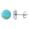 AAES060 Sterling Silver 8mm Round Shape Reconstituted Turquoise Stud Earrings