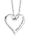 Sterling Silver A True Friend Reaches For Your Hand But Touches Your Heart Ribbon Heart Pendant Necklace, 18