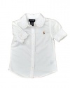 Ralph Lauren Toddler Girl's Ruffle Basic Oxford (4/4T, White)