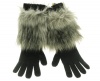 Michael Kors Faux Fur Trim Gloves Black One Size