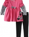 Nannette Baby-girls Infant 2 Piece Leopard Jegging Set, Pink Doll, 18 Months