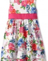 Hartstrings Girls 2-6X Toddler Floral Print Cotton Sateen Sleeveless Dress, White Floral, 2T