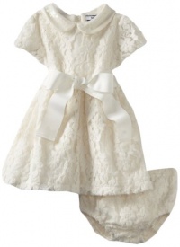 Hartstrings Baby-girls Infant Knit Lace Dress and Diaper Cover Set, Sugar Creme, 12 Months