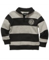 Bring a little preppy style to his wardrobe with the addition of Osh Kosh's rugby-striped sweater.