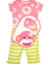 Baby / Infant Girls 3 Piece Flower Power Sock Monkey Outfit by Baby Starters - Pink - 6-9 Mths / 16-20 Lbs