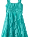 Ruby Rox Kids Girls 7-16 Corkscrew Sheer Matte Jersey Dress, Aqua, Medium