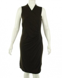 Lauren Ralph Lauren Stretch V-Neck Dress Brown M