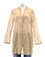 Eileen Fisher Hand loomed Gold Metallic Shimmer Long Sleeve Shirt Small