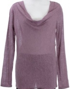 Eileen Fisher Mauve Silk/Linen Draped Neck Long Sleeve Shirt Top Small