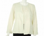 Eileen Fisher Embroidered Cotton Squares Jacket Off-White X-Small