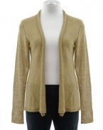 Eileen Fisher Green Gold Royal Alpaca Flutter Hem Cardigan Sweater Small