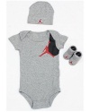 Nike Jordan Infant Boy's 3 Piece Newborn Set (0-6 Months, Grey)