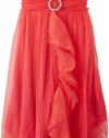 Bonnie Jean Girls 7-16 Coral Ruffle Front Dress, Pink, 10