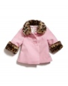 GUESS Kids Girls Jacket With Faux-Leopard Trim, LIGHT PINK (3/6M)