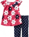 Carter's Watch the Wear Baby-girls Infant 2 Piece Tunic Set With Polka Dot Leggings, Fuchsia Purple, 12 Months