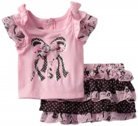 Nannette Baby-girls Infant 2 Piece Bow Scooter Set, Pink, 12 Months