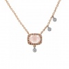 Meira T 14K Rose Gold Pave & Bezel Set Diamonds & Rectangle Cushion .96 ct Morganite Necklace