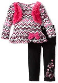 Nannette Baby-Girls Infant 2 Piece Zig Zag Pant Set, Pink, 12 Months