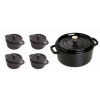 Staub 4-Quart Cast Iron Cocotte with 4 Mini Ceramic Cocottes, Black