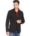 A sport coat made of the same fleece used for high-end sweatshirts? Why not? Armani Jeans' witty, wearable take on the two-button jacket-complete with notched collar and flap pockets.