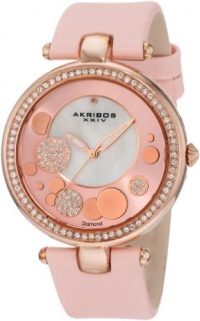 Akribos XXIV Women's AKR434PK Impeccable Quartz Diamond Sunray Mother-Of-Pearl Light Pink Dial Watch