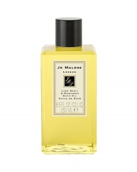 Reminiscent of the scent of limes carried on a Caribbean sea breeze, Lime Basil & Mandarin has become a modern classic for men and women. Fresh limes and zesty mandarins are undercut by peppery basil and aromatic white thyme in this alluring signature blend.Lime Basil & Mandarin Bath Oil gently fragrances and moisturizes the skin. Lush and softly foaming, it's pure relaxation.