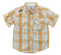 Akademiks Toddler Boys S/S Plaid Radiant Orange & Beige Shirt