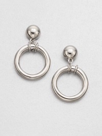 A simply chic design with a sleek ring drop. silvertoneDrop, about .75Post backImported 