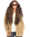 Infuse a luxe feel to your casual wardrobe with MICHAEL Michael Kors' plus size cardigan, featuring a faux fur collar.