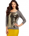 Patterson J. Kincaid Women's Libra Sequin Top, Gold, X-Small