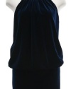 Laundry by Shelli Segal Deep Atlantic Velvet Blouson Halter Dress 10