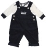 Guess Kids Baby Boy 0-9 Months Long Sleeve Rocking Baby Overall Set (6-9 Months, Navy)