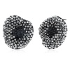 New Wave Hematite Jet Black and Clear Swarovski Crystal Earrings