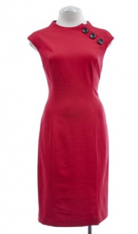 Kay Unger Red Button Accented Sheath Dress 6